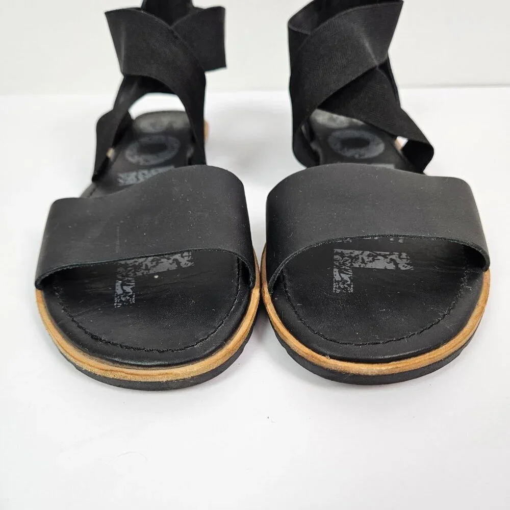 Sorel Ella Black Stretch Cross Ankle Strap Sandal 10.5 NL2893-010 - Picture 4 of 9